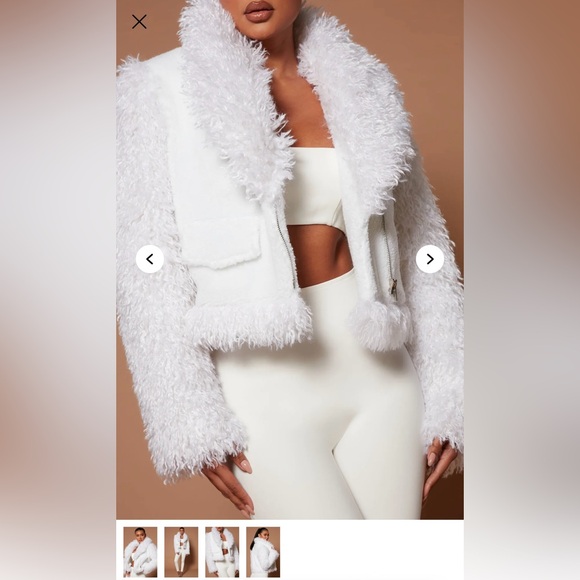 NWT Fashion Nova Cream Teddy Jacket fluffy mob wife attire stylish - Picture 7 of 7